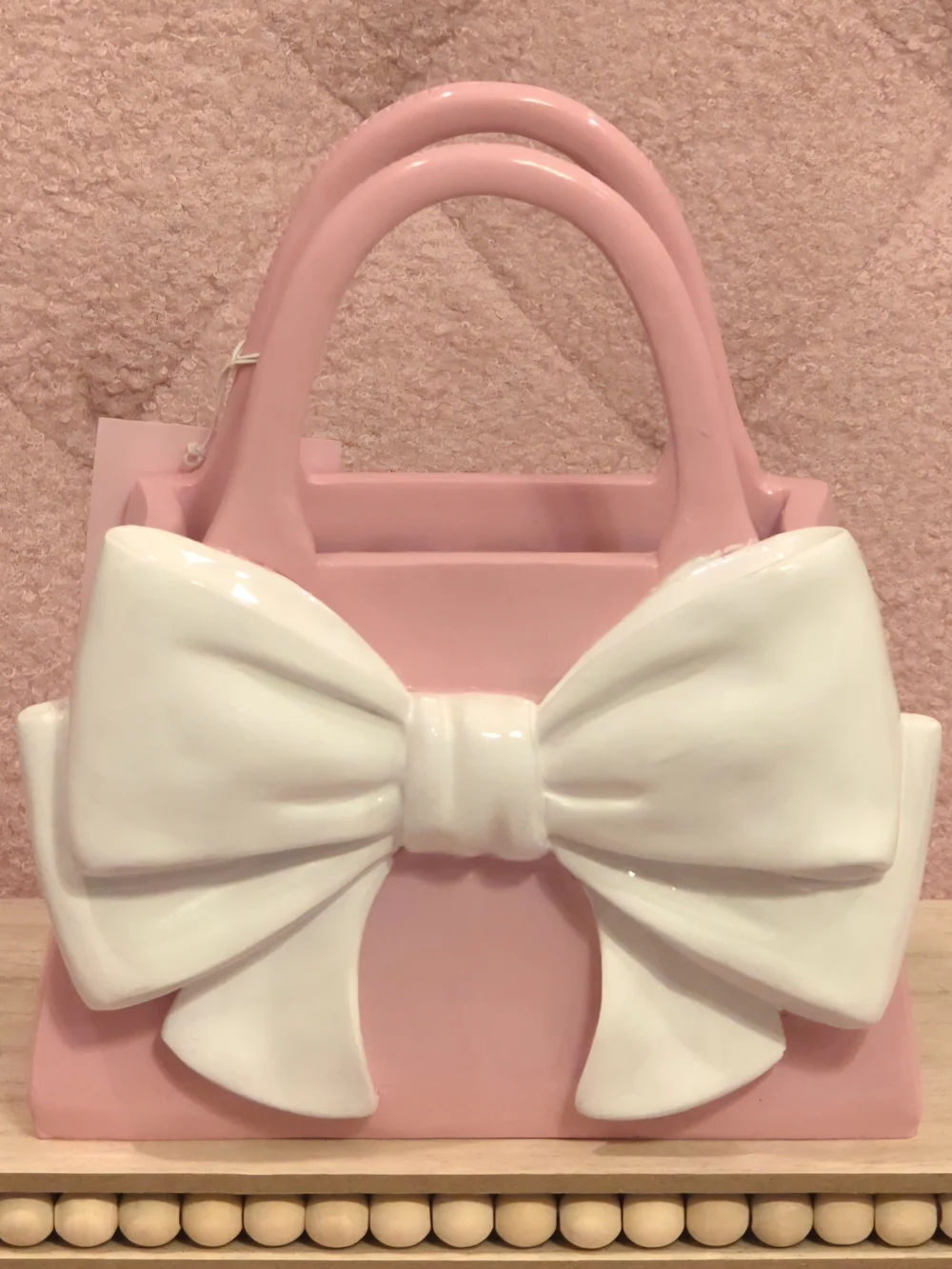Pink Handbag with White Bow Accent